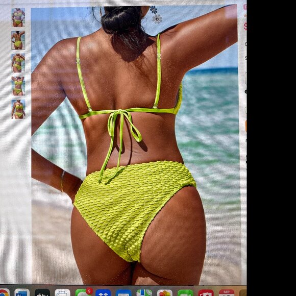 MODLILY DESIGN Cut Out Circular Ring Avocado Green Bikini Set - SZ M - Picture 3 of 7